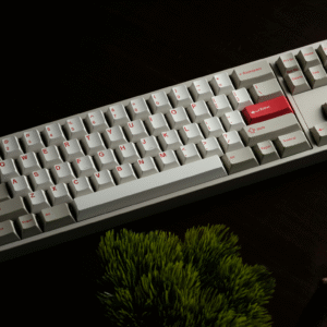 Retro Mechanical Keyboard – Compact Layout | Premium Grey & Red Keycaps | Professional Typing Keyboard